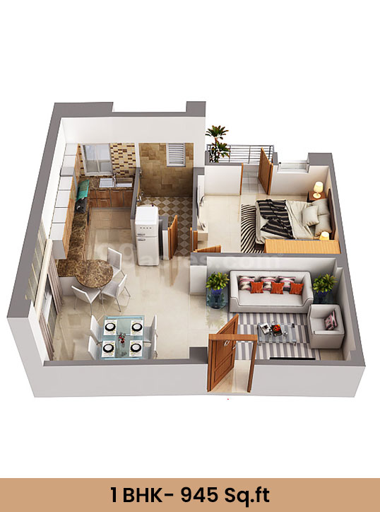 1 BHK Floor Plan