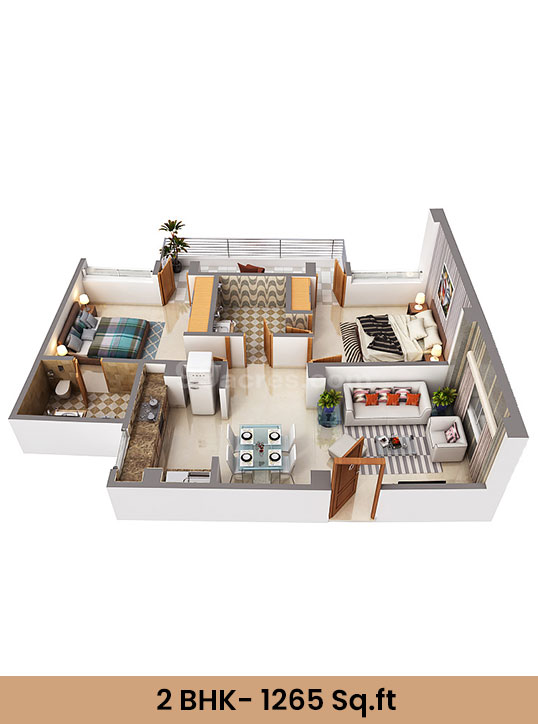 2 BHK Floor Plan