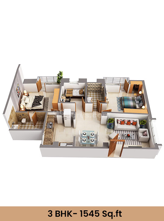 3 BHK Floor Plan